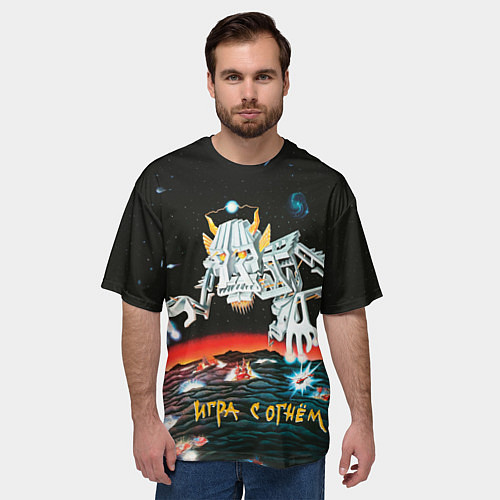 Мужская футболка оверсайз Ария Игра с огнём / 3D-принт – фото 3