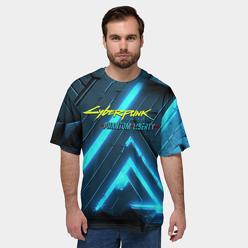 Мужская футболка оверсайз Cyberpunk neon style / 3D-принт – фото 3