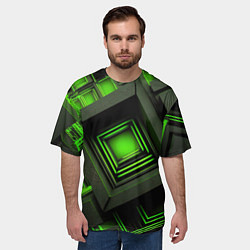 Футболка оверсайз мужская Неоновые зелёные блоки, цвет: 3D-принт — фото 2