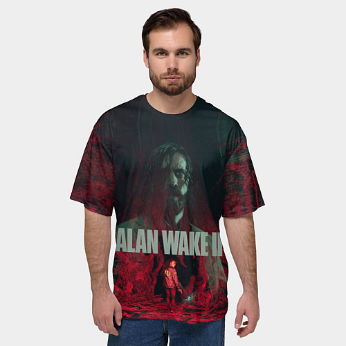 Мужская футболка оверсайз Алан Уэйк и Сага Андерсон / 3D-принт – фото 3