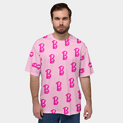 Футболка оверсайз мужская Барби паттерн буква B, цвет: 3D-принт — фото 2