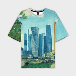 Футболка оверсайз мужская Москва-сити Ван Гог, цвет: 3D-принт