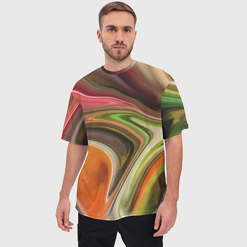 Мужская футболка оверсайз Waves colors / 3D-принт – фото 3