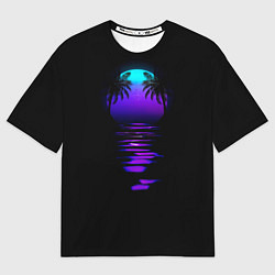 Футболка оверсайз мужская Луна SynthWave, цвет: 3D-принт