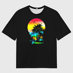 Футболка оверсайз мужская Луна SynthWave, цвет: 3D-принт