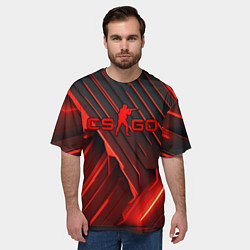 Футболка оверсайз мужская CS GO red neon, цвет: 3D-принт — фото 2