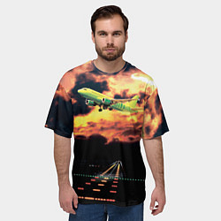 Футболка оверсайз мужская Боинг 737 Суровый закат, цвет: 3D-принт — фото 2