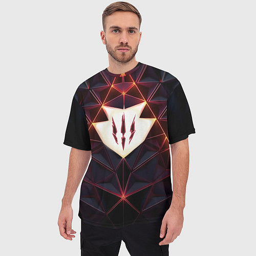 Мужская футболка оверсайз The Witcher Logo Triangle / 3D-принт – фото 3