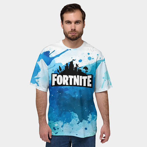 Мужская футболка оверсайз Fortnite Logo Paint / 3D-принт – фото 3
