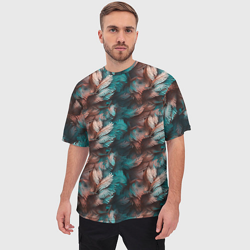 Мужская футболка оверсайз Гавайский стиль листья / 3D-принт – фото 3
