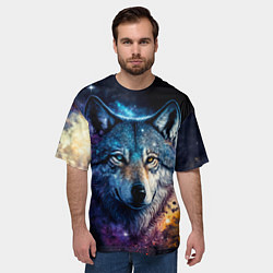 Футболка оверсайз мужская Космический звездный волк, цвет: 3D-принт — фото 2