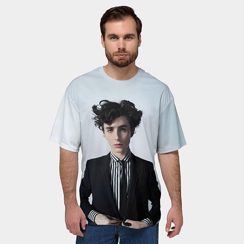 Мужская футболка оверсайз Сильный Тимоти Шаламе / 3D-принт – фото 3