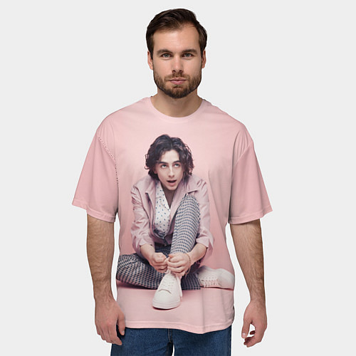 Мужская футболка оверсайз Милый Тимоти Шаламе / 3D-принт – фото 3