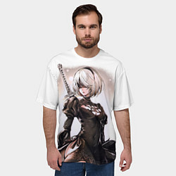Футболка оверсайз мужская Nier: Automata - 2B TechnoBlade, цвет: 3D-принт — фото 2