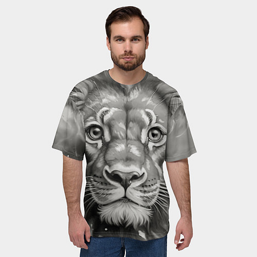 Мужская футболка оверсайз Лев вечерний / 3D-принт – фото 3