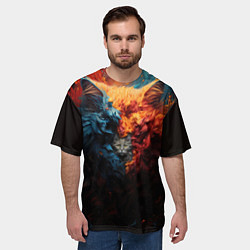 Футболка оверсайз мужская Котик выглядывает из шерсти, цвет: 3D-принт — фото 2