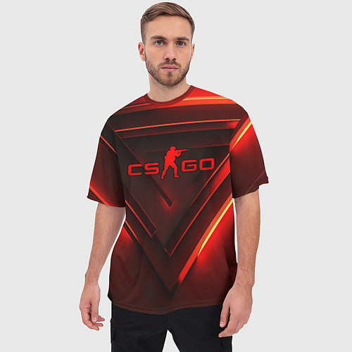 Мужская футболка оверсайз CS GO red light / 3D-принт – фото 3