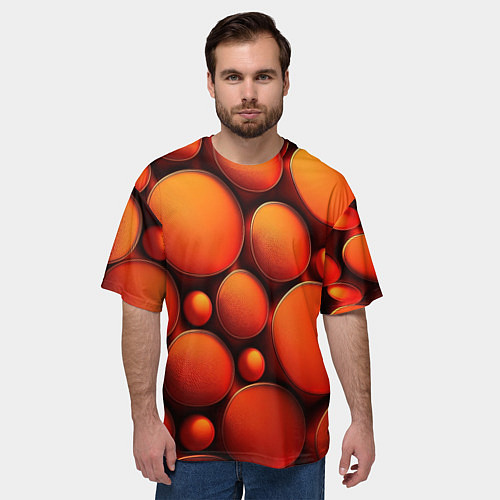Мужская футболка оверсайз Оранжевы е круглые плиты / 3D-принт – фото 3