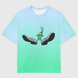 Футболка оверсайз мужская Планктон в тягах бархатных, цвет: 3D-принт