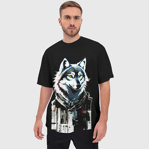 Мужская футболка оверсайз Волк - графика / 3D-принт – фото 3