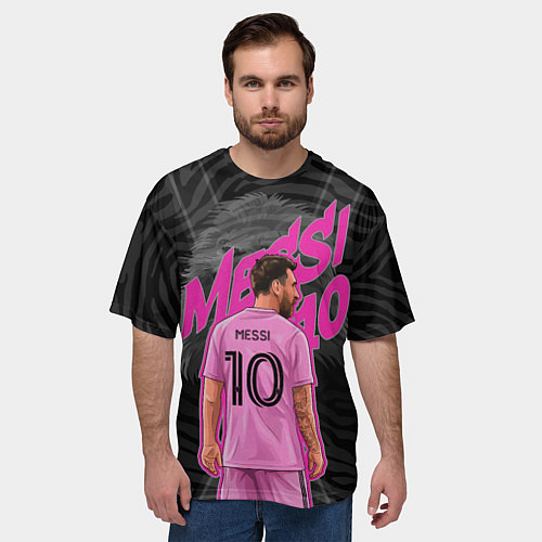 Мужская футболка оверсайз Лионель Месси Интер Майами / 3D-принт – фото 3