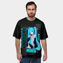Футболка оверсайз мужская Девочка Хацуне Мику, цвет: 3D-принт — фото 2