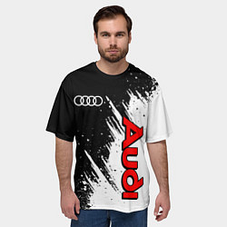 Футболка оверсайз мужская Ауди - белые потертости, цвет: 3D-принт — фото 2
