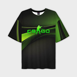 Футболка оверсайз мужская CS GO black green logo, цвет: 3D-принт