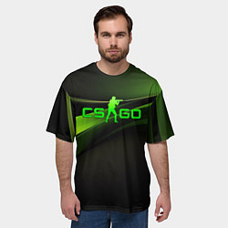 Футболка оверсайз мужская CS GO black green logo, цвет: 3D-принт — фото 2