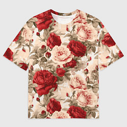 Футболка оверсайз мужская Розы паттерн, цвет: 3D-принт