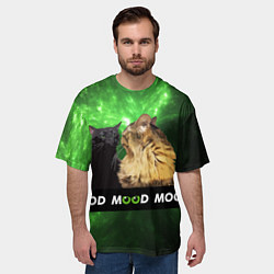 Футболка оверсайз мужская Mood - коты из ТикТок, цвет: 3D-принт — фото 2