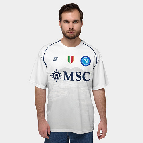 Мужская футболка оверсайз Виктор Осимхен Наполи форма 2324 гостевая / 3D-принт – фото 3