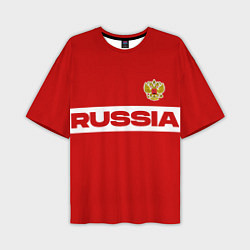 Футболка оверсайз мужская Russia - красно-белый, цвет: 3D-принт