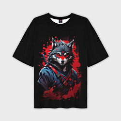 Футболка оверсайз мужская Волк-самурай, цвет: 3D-принт