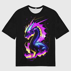 Футболка оверсайз мужская Неоновый космический дракон, цвет: 3D-принт