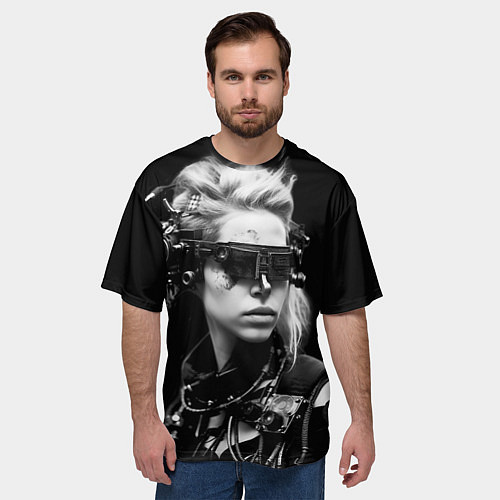 Мужская футболка оверсайз Девушка кибергот / 3D-принт – фото 3