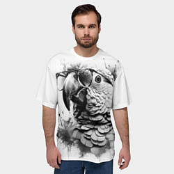 Футболка оверсайз мужская Попугай ара в старинных очках, цвет: 3D-принт — фото 2