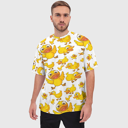 Мужская футболка оверсайз Yellow ducklings / 3D-принт – фото 3
