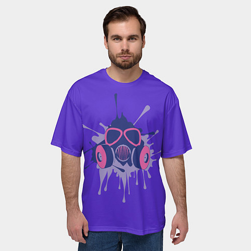 Мужская футболка оверсайз Противогаз и Брызги чернил / 3D-принт – фото 3