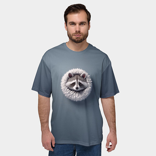 Мужская футболка оверсайз Мордочка маленького енота / 3D-принт – фото 3