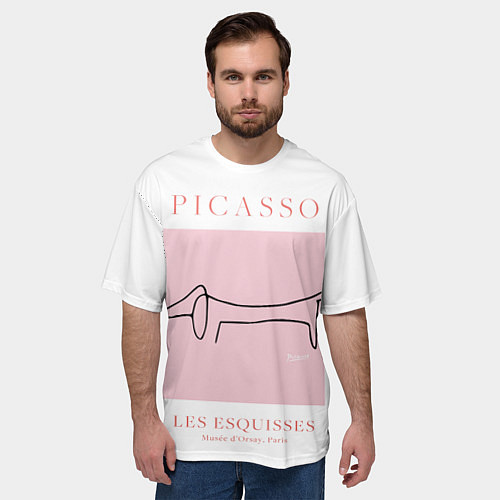 Мужская футболка оверсайз Собака - Пабло Пикассо / 3D-принт – фото 3
