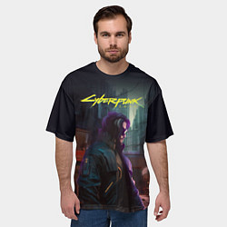 Футболка оверсайз мужская Cyberpunk 2077 - Keanu Reeves, цвет: 3D-принт — фото 2