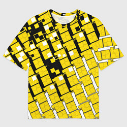 Футболка оверсайз мужская Киберпанк квадраты жёлтые, цвет: 3D-принт