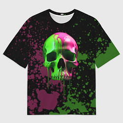 Футболка оверсайз мужская Кислотный череп в краске, цвет: 3D-принт