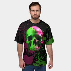 Футболка оверсайз мужская Кислотный череп в краске, цвет: 3D-принт — фото 2