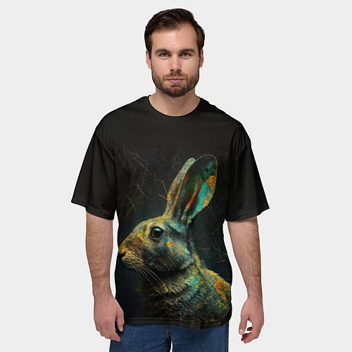 Мужская футболка оверсайз Магический кролик / 3D-принт – фото 3