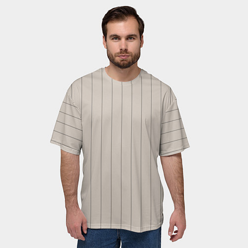 Мужская футболка оверсайз Вертикальные полосы бежевый / 3D-принт – фото 3