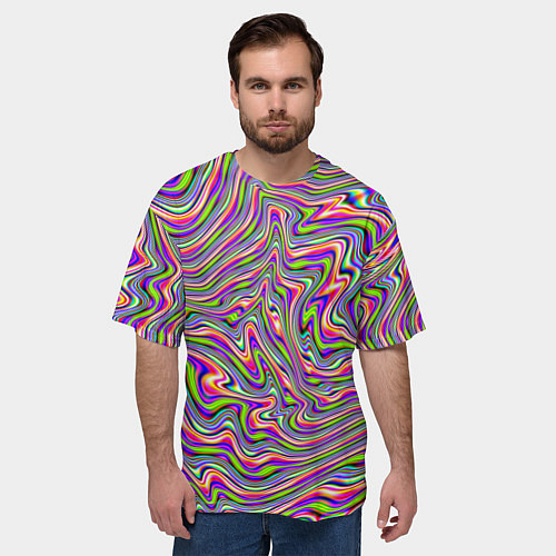 Мужская футболка оверсайз В полоску триппи / 3D-принт – фото 3