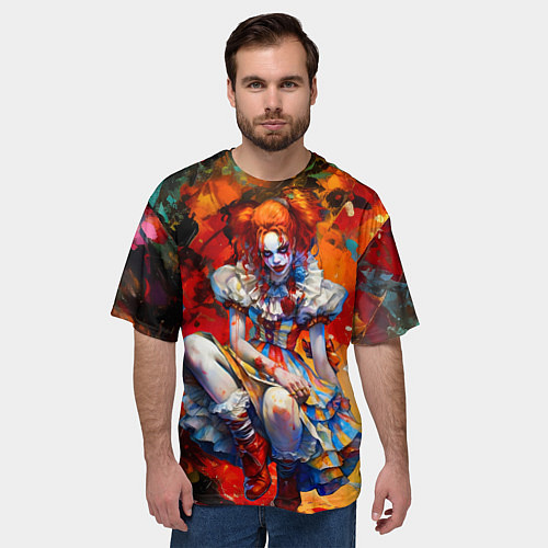Мужская футболка оверсайз Клоун девушка / 3D-принт – фото 3