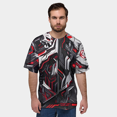 Мужская футболка оверсайз Киберпанк доспехи / 3D-принт – фото 3